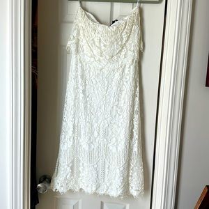 Strapless Lulus white lace midi dress